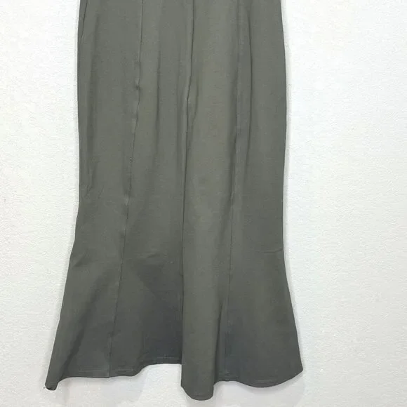 Anthropologie Cecily Dress XS Olive Green Button Front Fit Flare Midi Cap Sleeve - Picture 11 of 13
